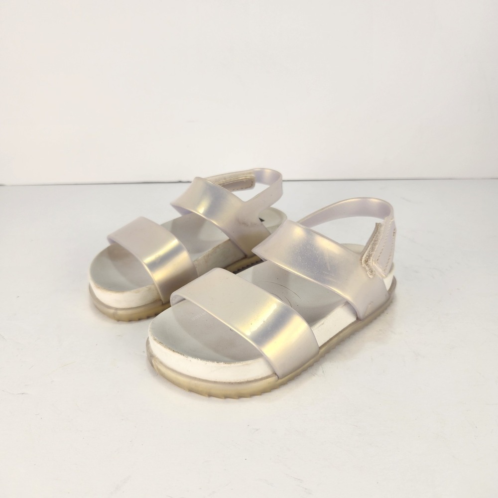 Mini Melissa Girls Strappy Waterproof Sandals Shiny White Size 9